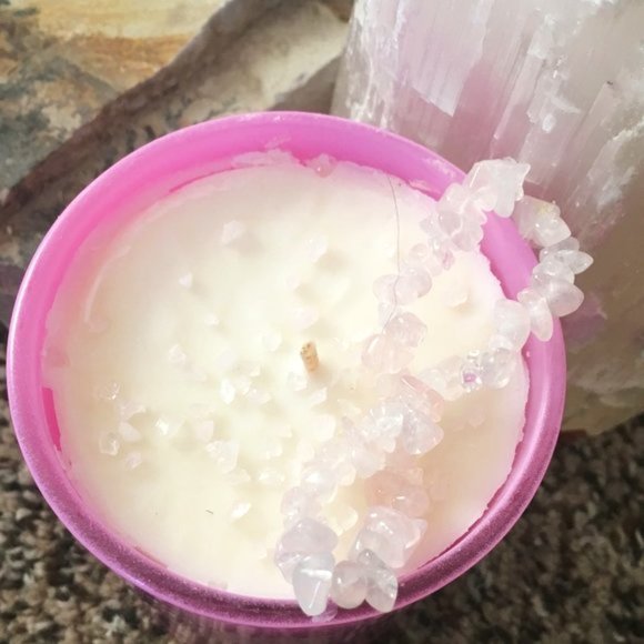 Rose Quartz "Love You Mum" Soy Candle & Stretchy Bead Bracelet Mother's Day - Picture 5 of 16